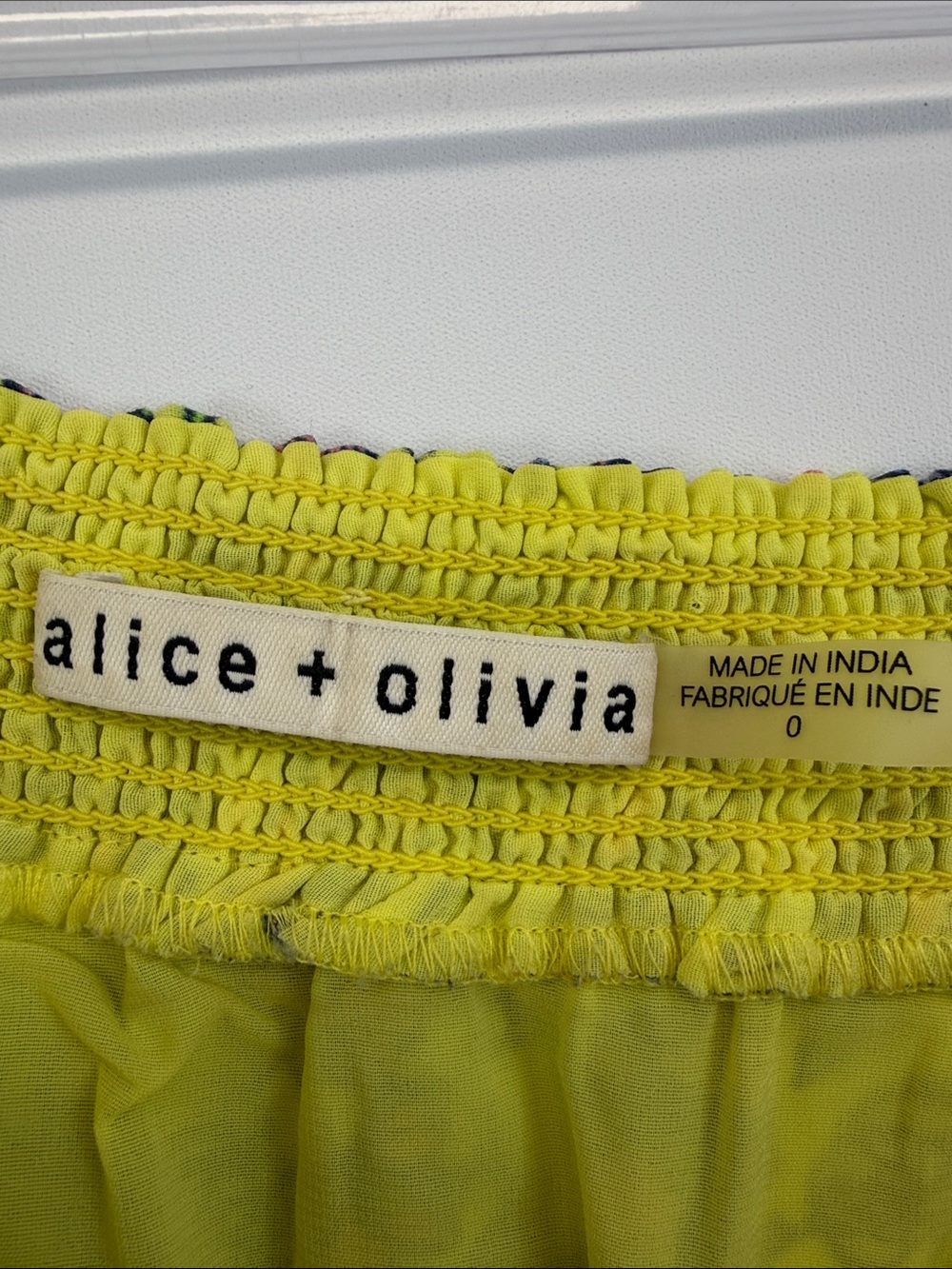 Alice + Olivia Dorothy Neon Floral Off Shoulder Mini Dress Lime Green 0 - Picture 3 of 8